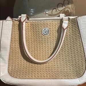 Elegant Tan and White Women's Handbag